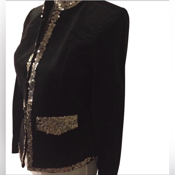 Michael Kors Black Velvet Jacket w/ Sequins ~ NWT - Picture 6 of 16